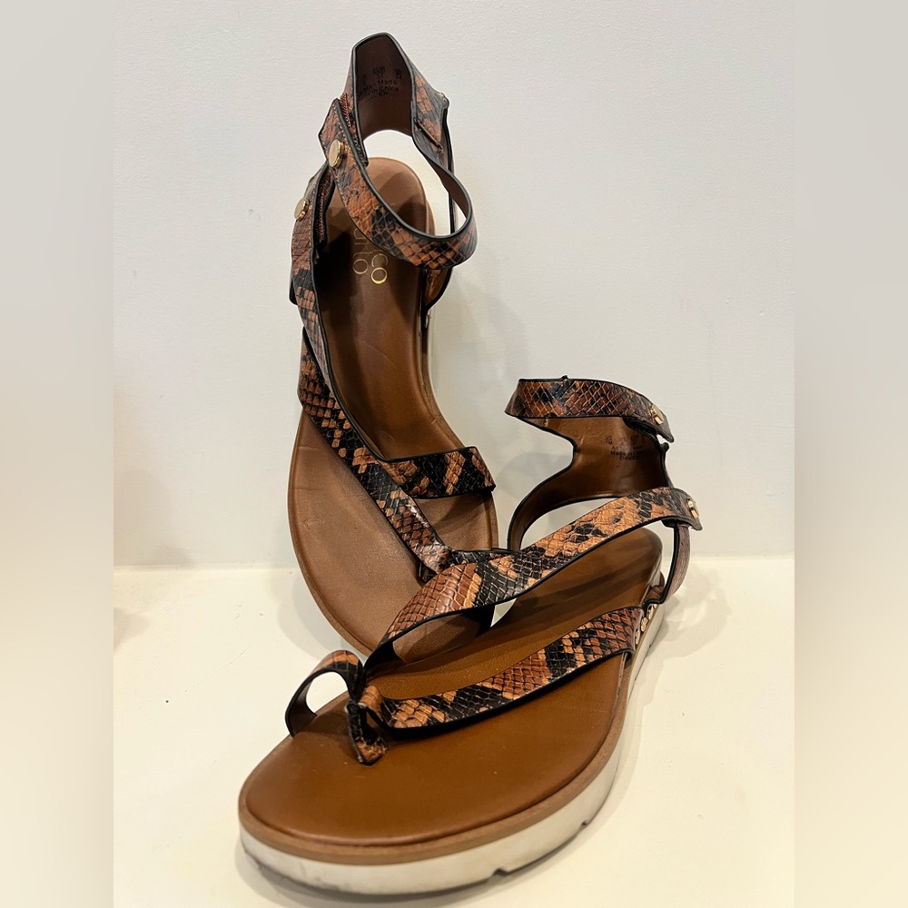 Franco Sarto Brown Gladiator Sandals with Studded Straps